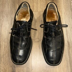 Johnston & Murphy Black Pebbled Leather Lace up Loafers/Flats Cushioned & comfy